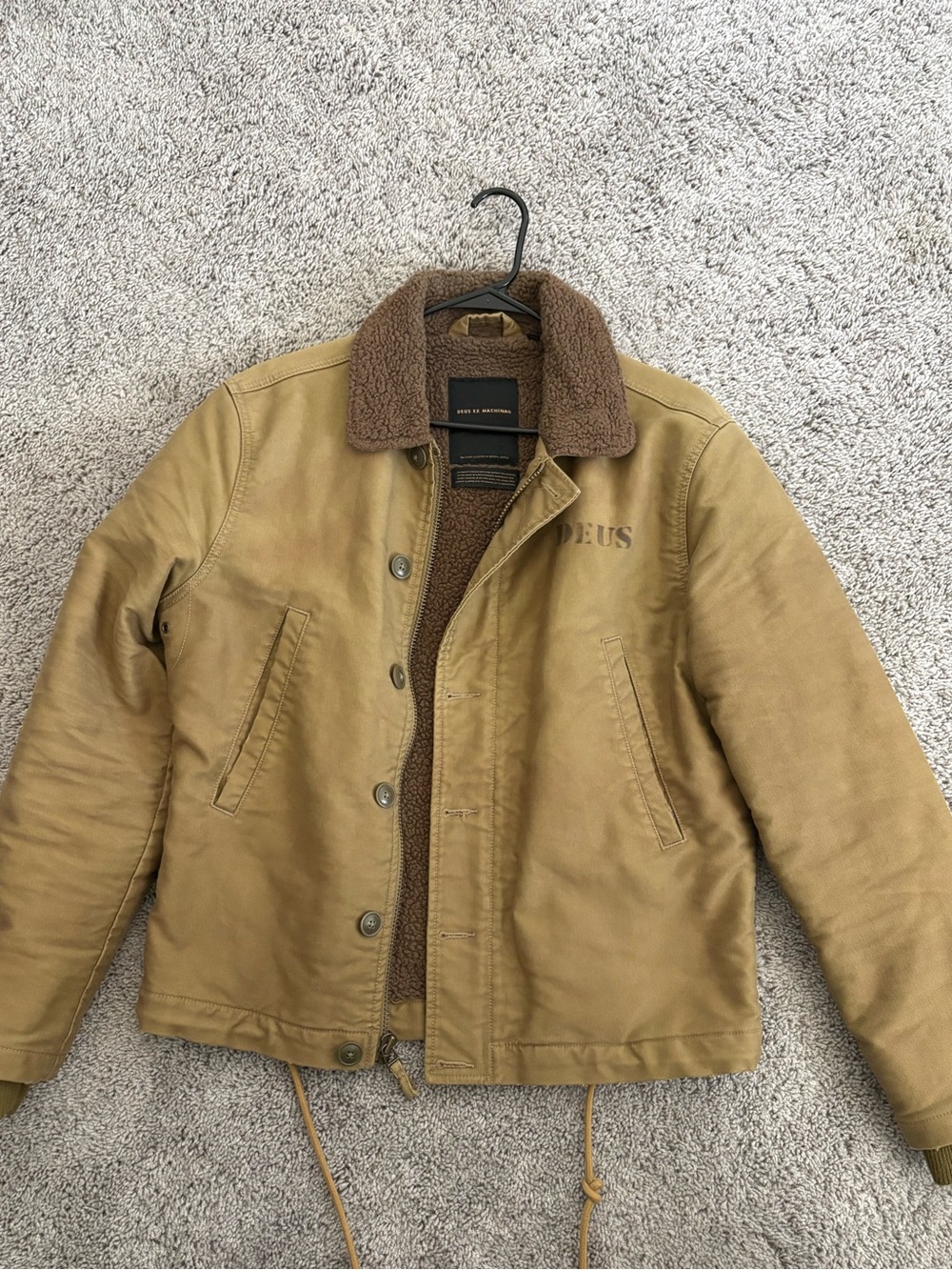 Dues Ex Machine Men's Tan Sherpa-Lined Work Jacket